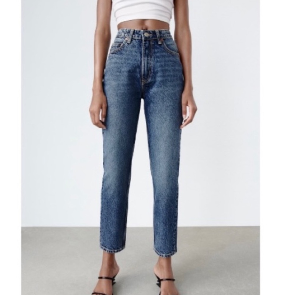 Zara blue mom jeans size 28/6 100% cotton